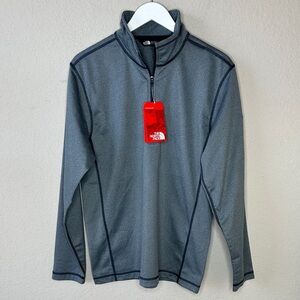 The North Face Men's Tech Quarter Zip Fleece Pullover Blue Contrast Trim Size M